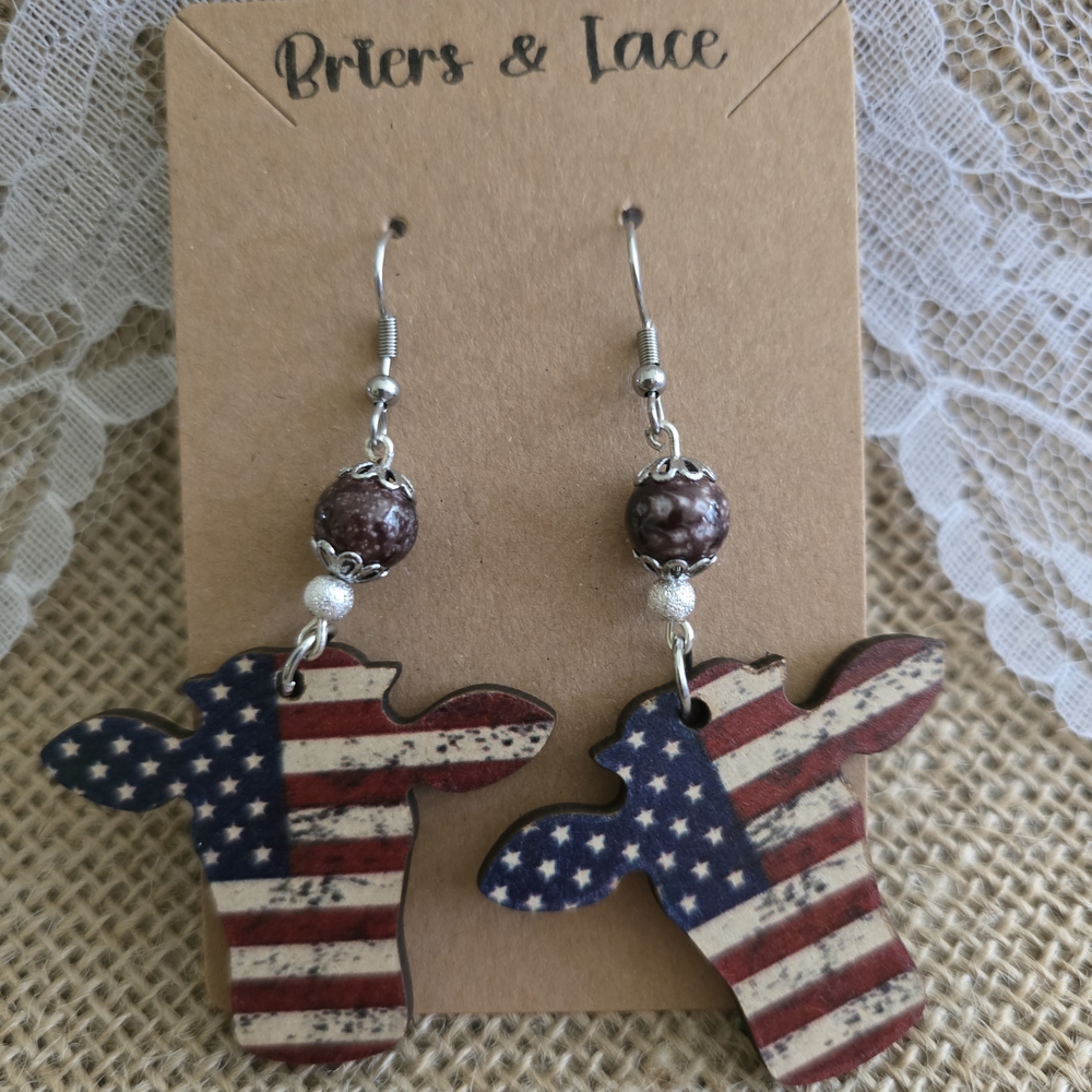 American Flag Cactus Earrings